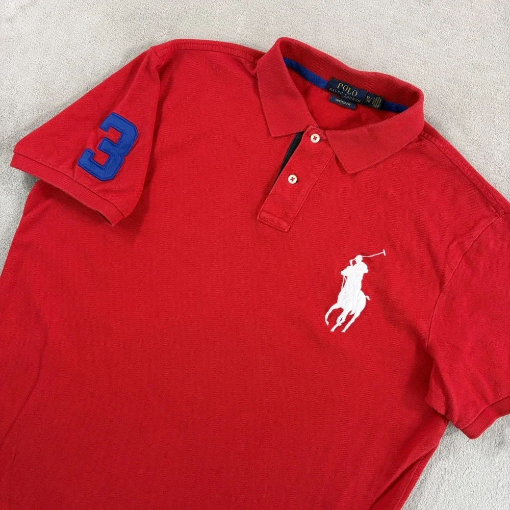Polo Ralph Lauren Custom Fit Big Pony Polo Shirt in Red #3 Men XL Short Sleeve